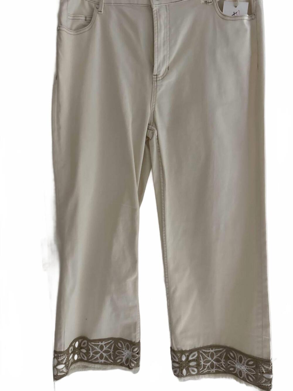 NEW CHARLIE B women's crocheted wide leg pants in white
